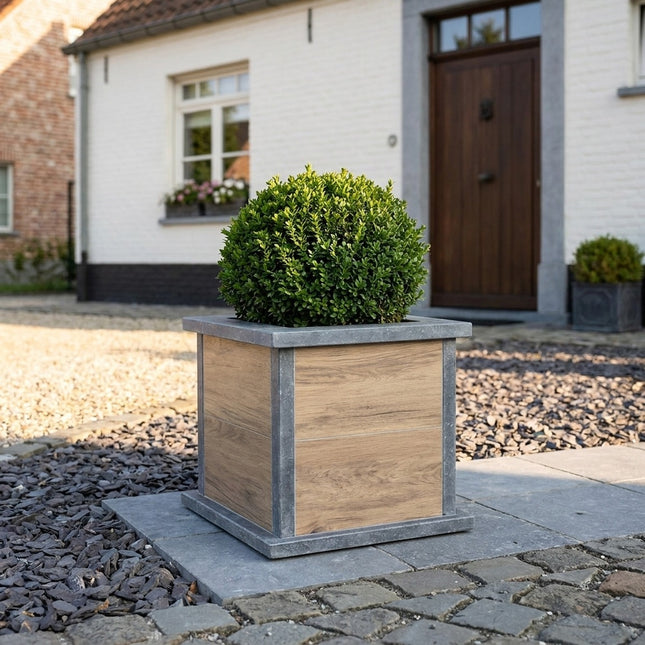 Vierkante arduinen plantenbak Classic Woodlook 46x46x46 cm