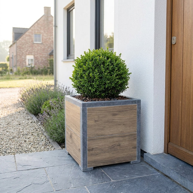 Vierkante arduinen plantenbak Modern Woodlook 50x50x52 cm