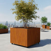 Vierkante cortenstalen plantenbak met wielen 120x120x80 cm - Doika - Plantenbak - Geroba -  - ArtesaWH13