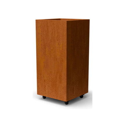 Vierkante cortenstalen plantenbak met wielen 50x50x100 cm - Doika - Plantenbak - Geroba -  - ArtesaWH4