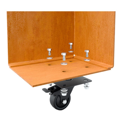 Vierkante cortenstalen plantenbak met wielen 80x80x40 cm - Doika - Plantenbak - Geroba -  - ArtesaWH51