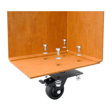 Vierkante cortenstalen plantenbak met wielen 80x80x60 cm - Doika - Plantenbak - Geroba -  - ArtesaWH5