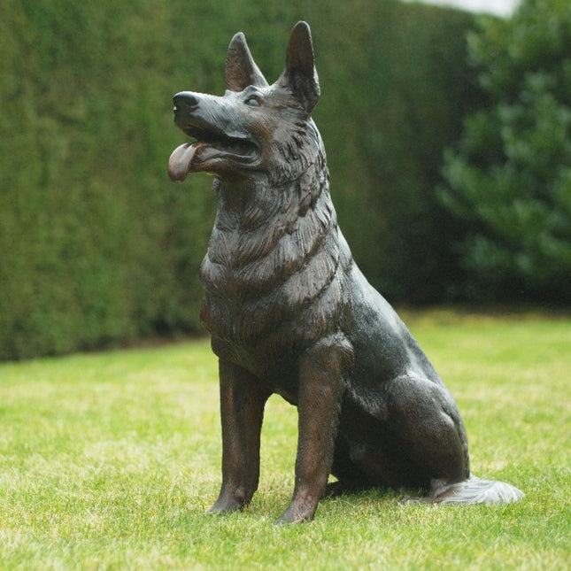 Thermobrass Zittende hond 75x33x55cm (HxBxL) - Doika BV - Bronzen beeld - Thermobrass - 5410807568149 - B56814